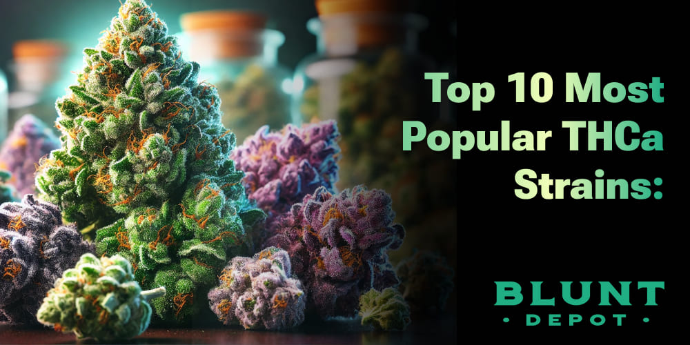 Vibrant and frosty cannabis buds showcasing top THCa strains in stunning detail