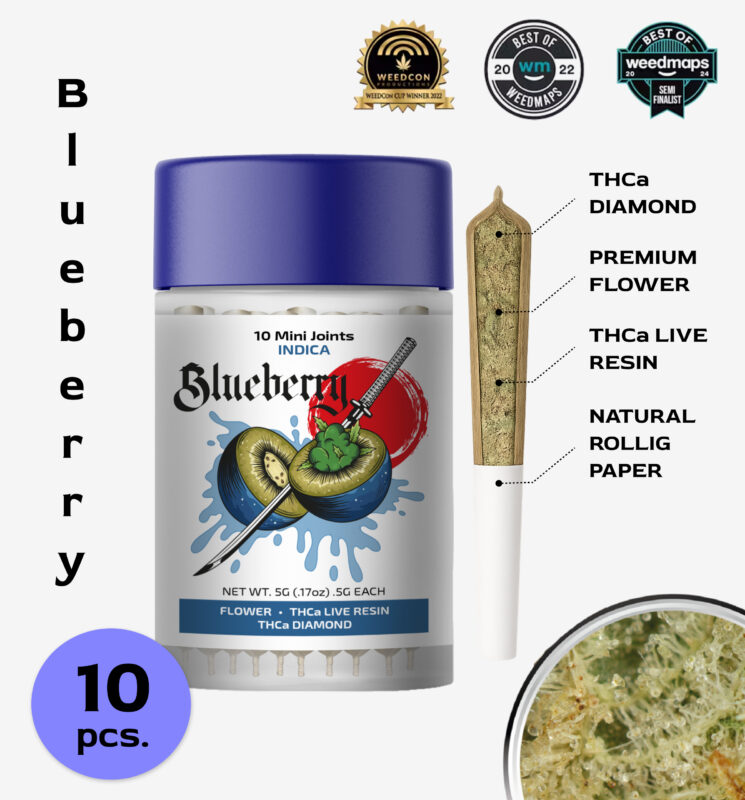 Blueberry 10mini joints 5g-THCa Live Resin Infused + THCa Diamond