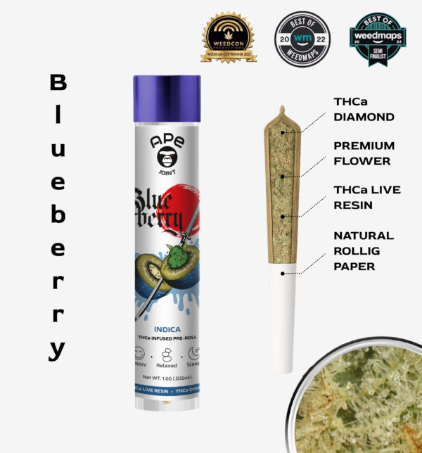Blueberry 1g Joint -THCa Live Resin Infused
