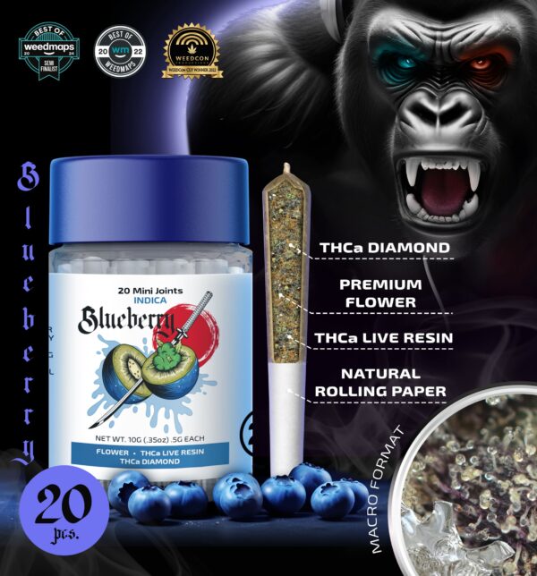 Blueberry 20mini joints- 10g-THCa Live Resin Infused + THCa Diamond