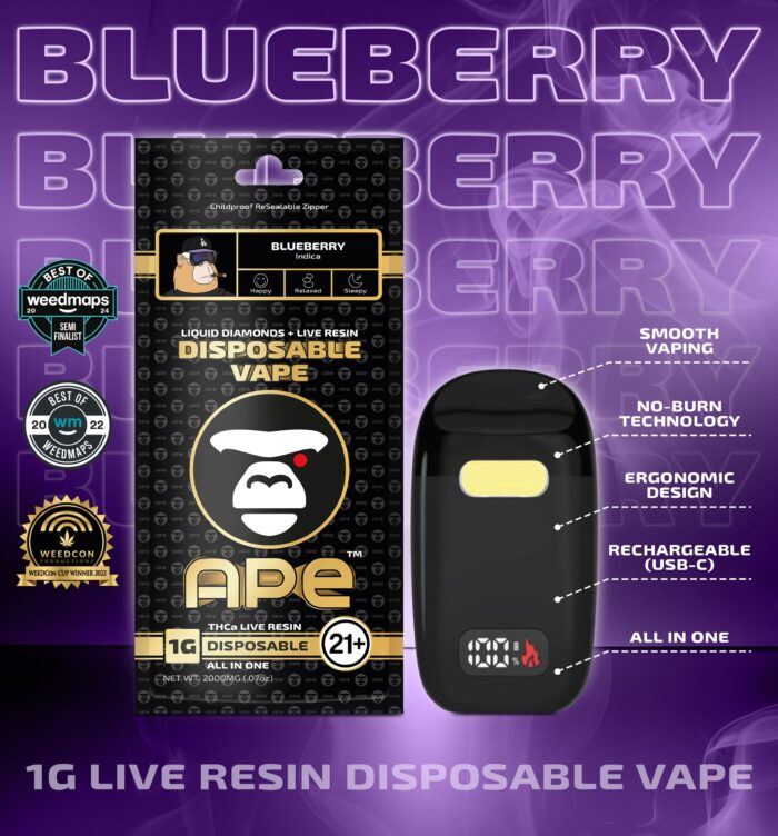 Blueberry THCa Live Resin Disposable 1g APE