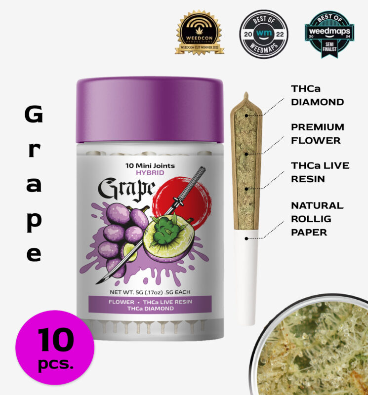 Grape 10 mini joints 5g-THCa Live Resin Infused + THCa Diamond