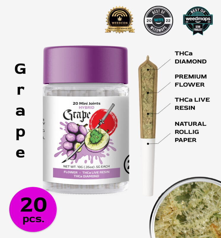 Grape 20mini joints 10g - THCa Live Resin Infused + THCa Diamond