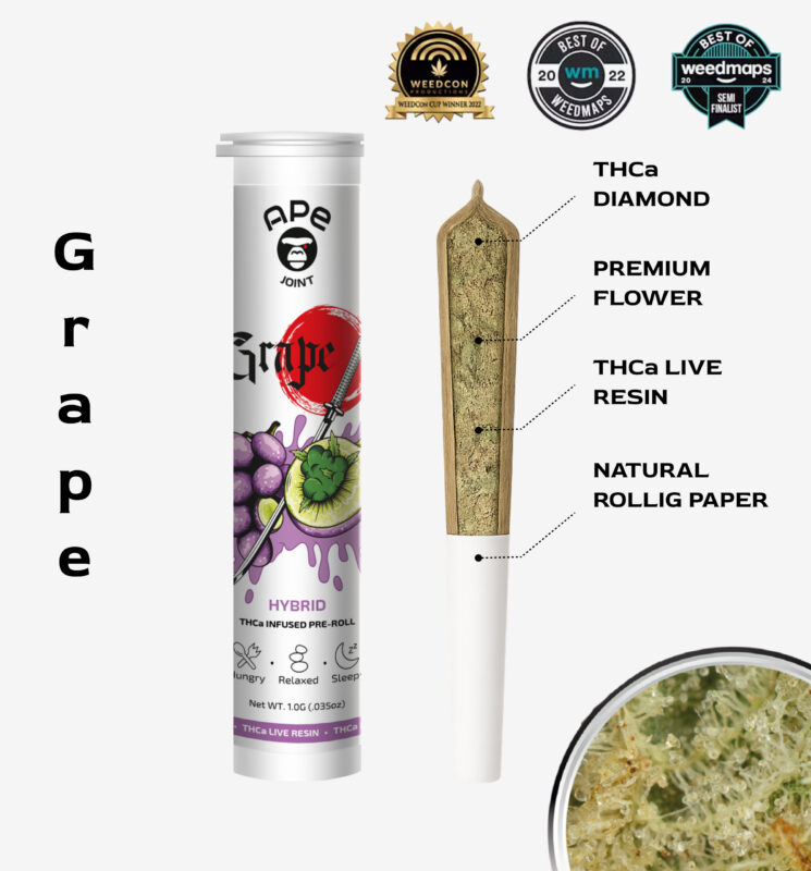 Grape Infused-Joint 1g-THCa Diamond + THCa Live Resin