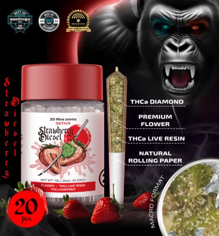 Strawberry Diesel 10 Mini Joints - Premium Cannabis Infused with THCa