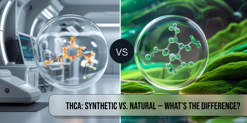 Side-by-side comparison of natural and synthetic THCa samples