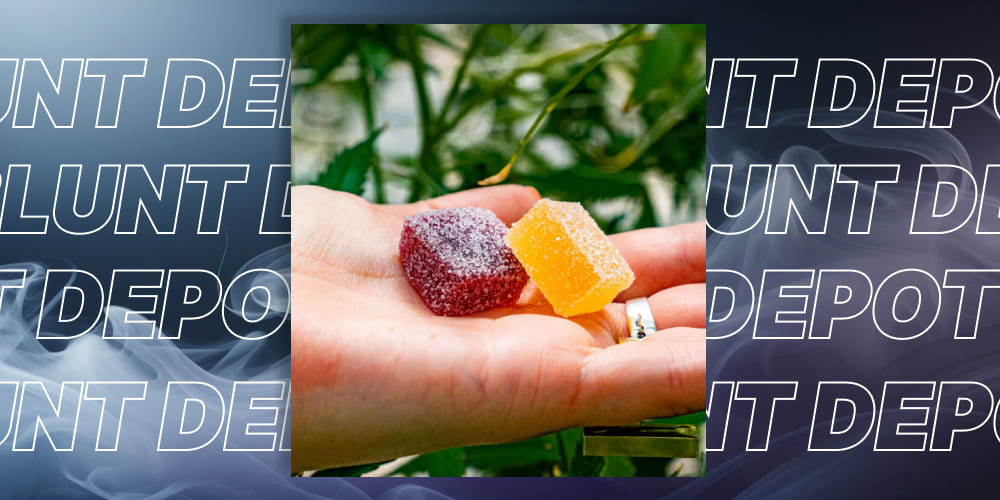 A person holding a CBD gummy before consuming it for relaxation.