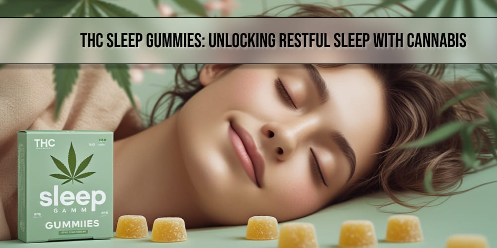 Person holding a THC sleep gummy before bed, promoting relaxation