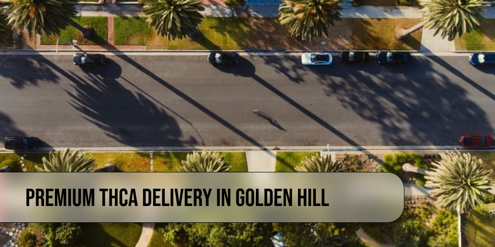 A selection of high-quality THCa flower strains available for delivery in Golden Hill.