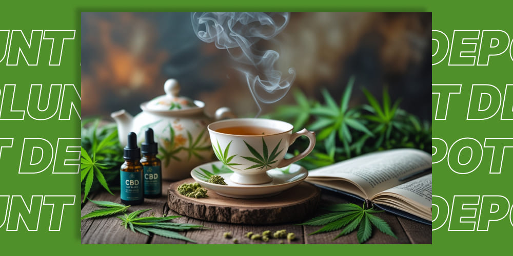 Cup of tea with CBD oil drops