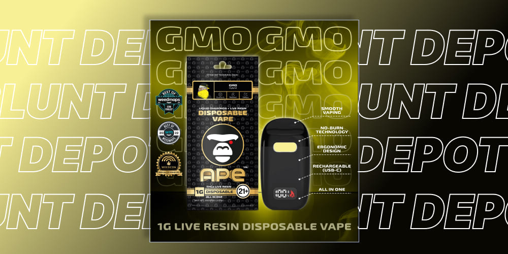 GMO THCA vape product with full ingredient and lab details