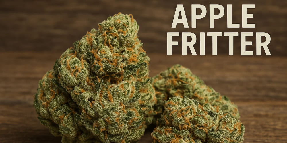 Close-up of Apple Fritter cannabis strain highlighting sugary texture