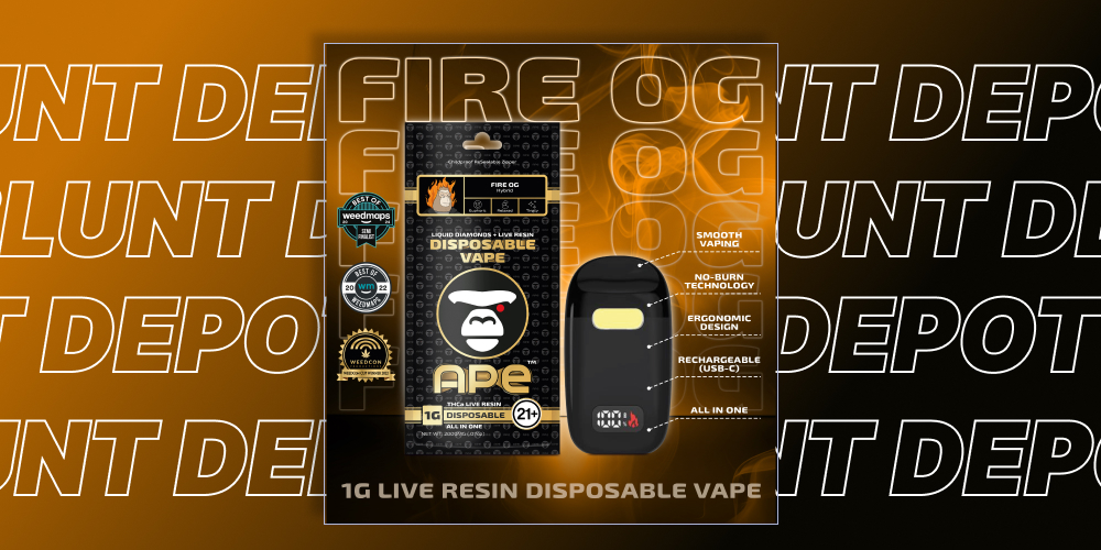 Open Fire OG THCa Live Resin Disposable packaging with vape pen visible