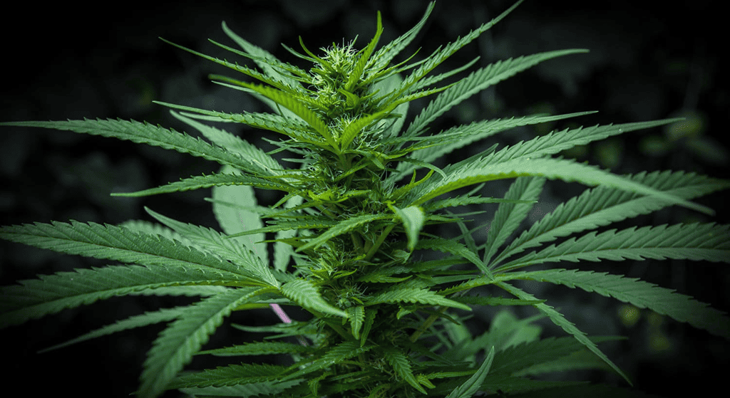 Maturing cannabis plant.