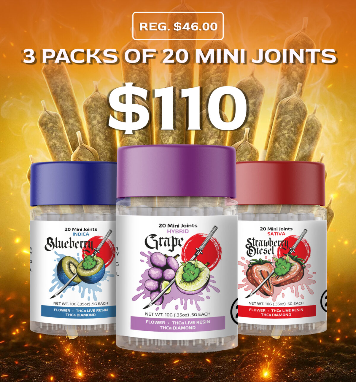 3 PACKS OF 20 MINI JOINTS