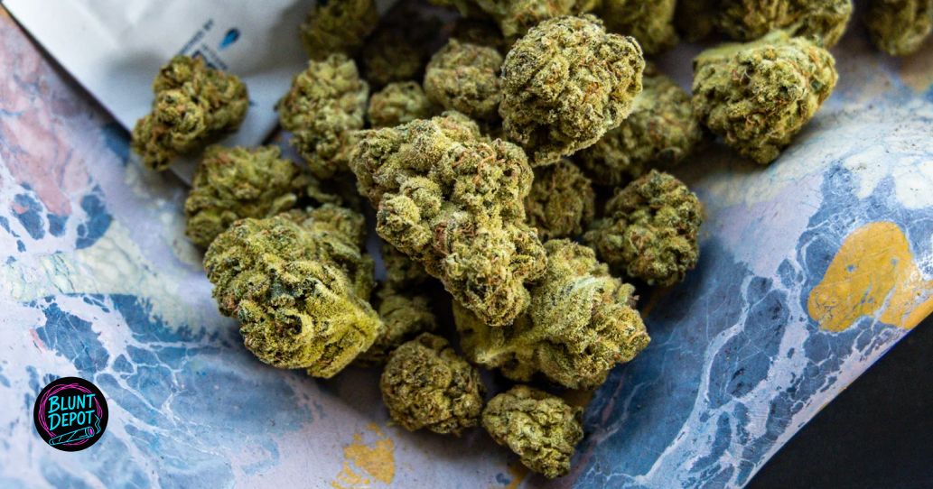 Large frosty cannabis bud representing legal delivery services in the 11542 zip code.