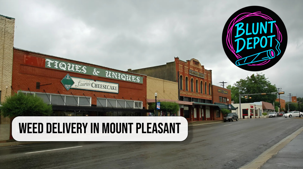 City view of Mount Pleasant with weed delivery availability