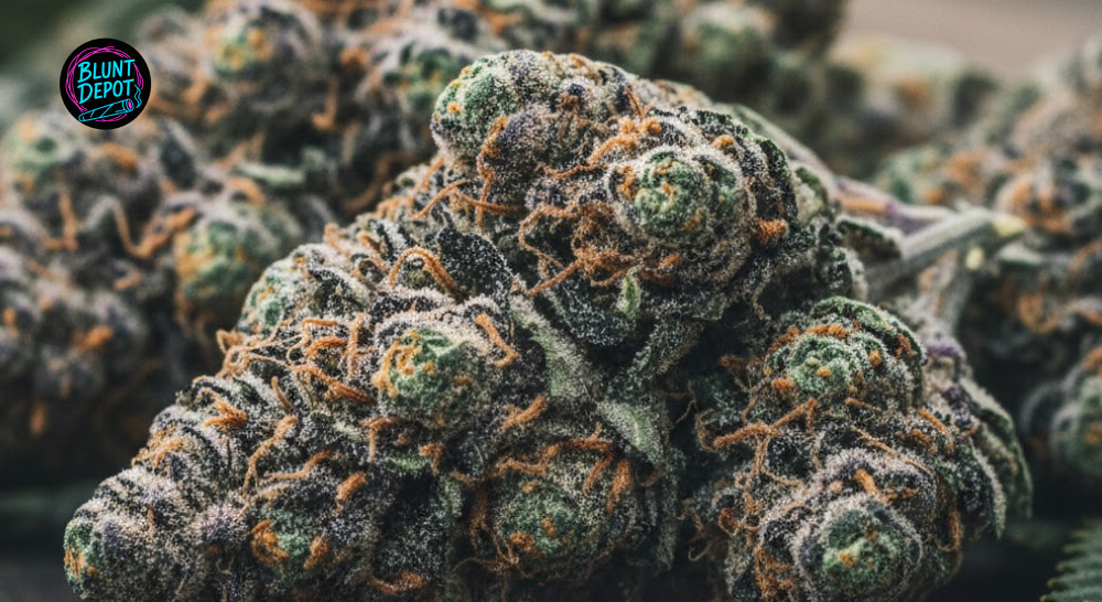 Close-up of Gary Payton strain trichomes on premium cannabis flower