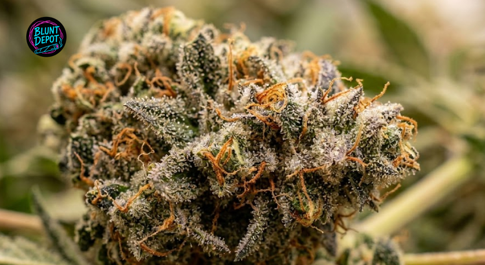 Close-up of trichomes on Candyland weed strain buds