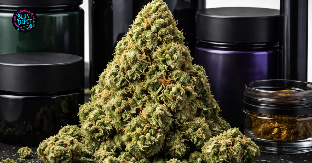 Jar of Wedding Crasher cannabis flower with premium packaging