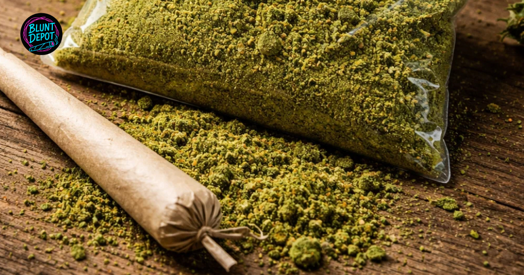 Macro shot of Amnesia Haze weed strain buds covered in trichomes.