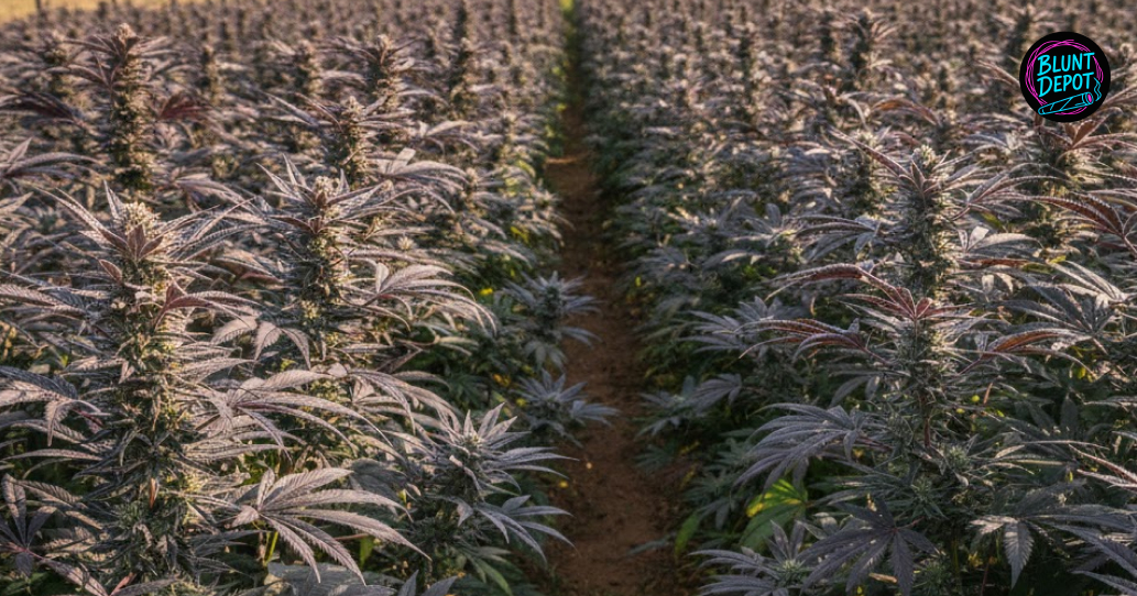 Indoor grow setup featuring Oreoz indica-dominant hybrid plants