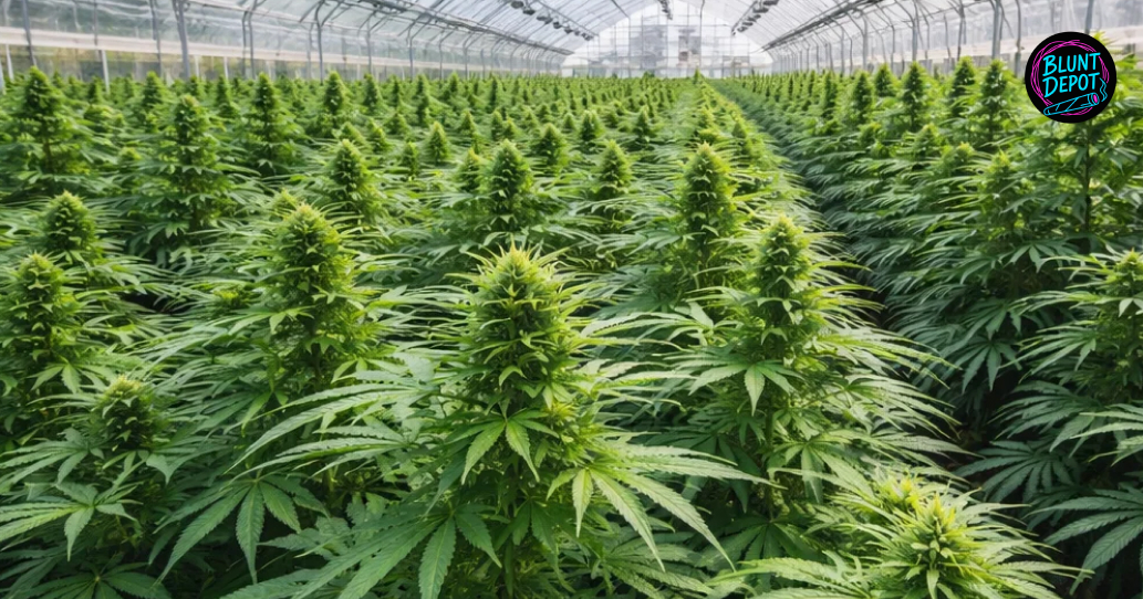 Indoor cultivation of Amnesia Haze weed strain plants.