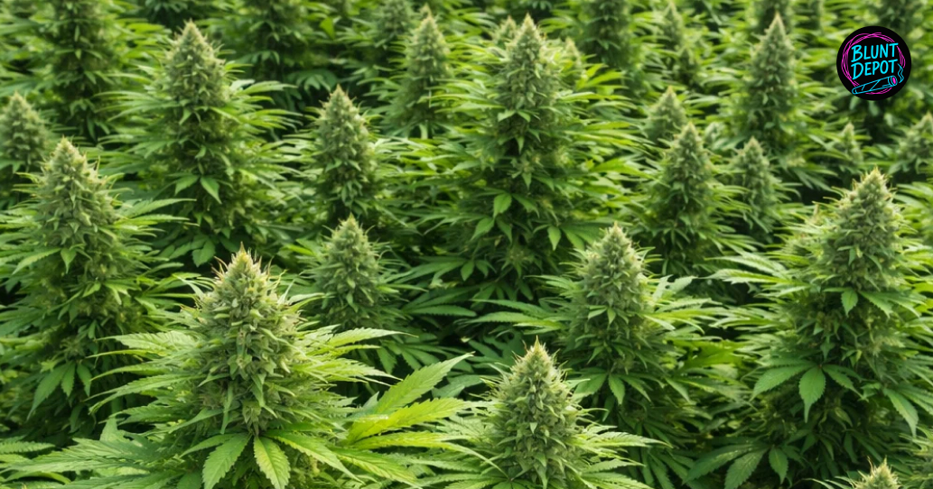 Indoor cultivation of White Truffle weed strain plants.