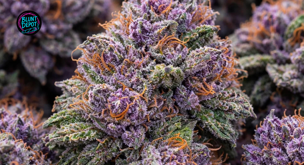 Trichome close-up of Purple Haze weed strain cannabis flower