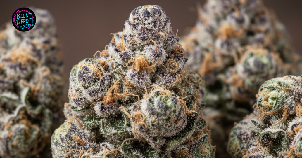 collection of top-shelf Haze weed strain buds with bright green leaves and a frosty, resinous coating.