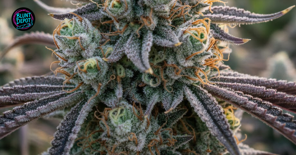 Several frosty and resinous buds of the Animal Face strain displayed on a dark surface.