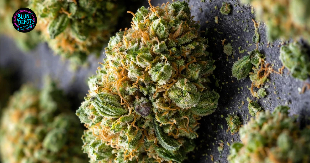 A silver spoon holding a pile of blonde kief collected from the resin-rich Nerds weed strain.