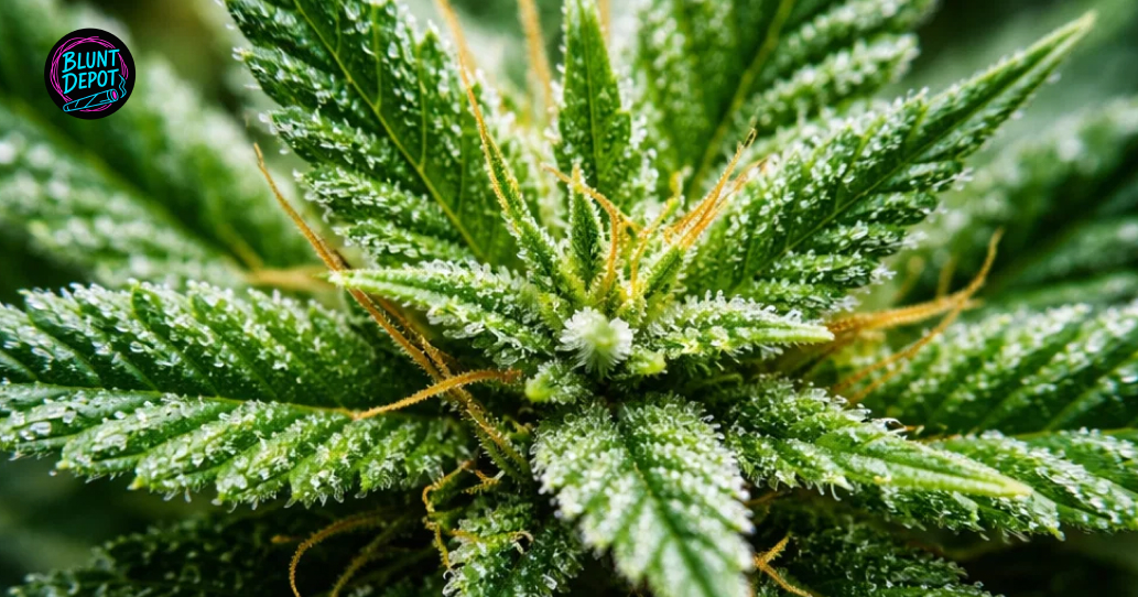 A silver spoon holding a generous amount of blonde kief collected from Galactic Jack weed strain flowers.