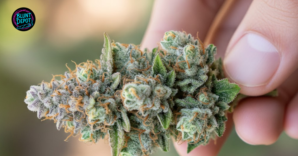 A silver spoon holding a generous amount of blonde kief collected from premium Motorbreath weed strain flowers.