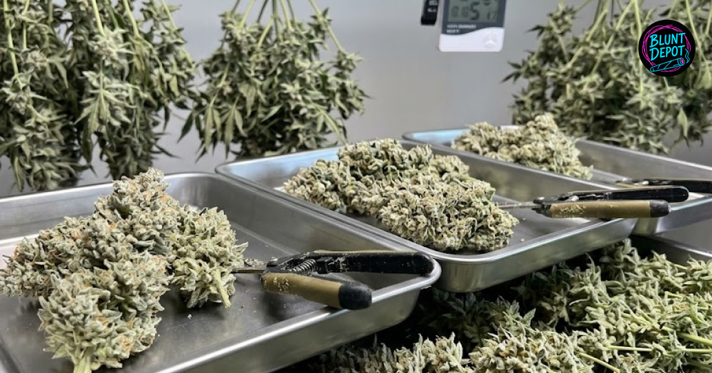 Indoor grow setup featuring Apples and Bananas strain plants under LED lights