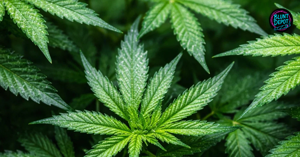 Flowering Lemon Skunk weed strain plants with large resinous colas growing in an indoor facility.