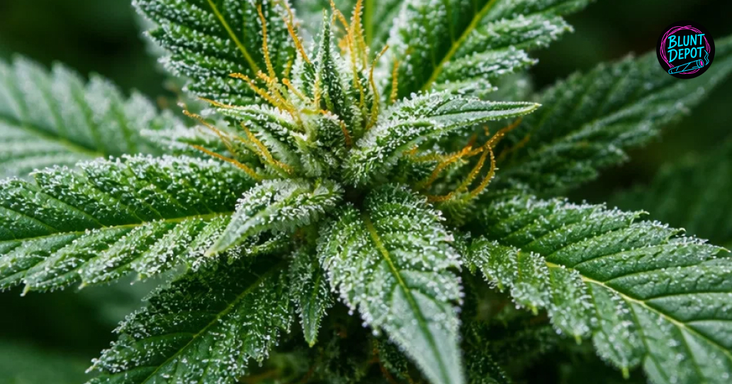 Flowering Carbon Fiber weed strain plants with large, resin-rich colas growing in an indoor facility.