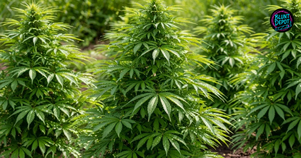 Several large, resin-coated buds of the Mango Kush weed strain displayed together to show texture and quality.