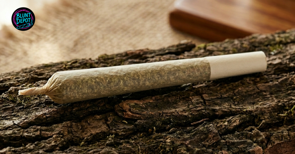 A small wooden scoop of green kief next to a glass storage jar filled with cannabis powder.