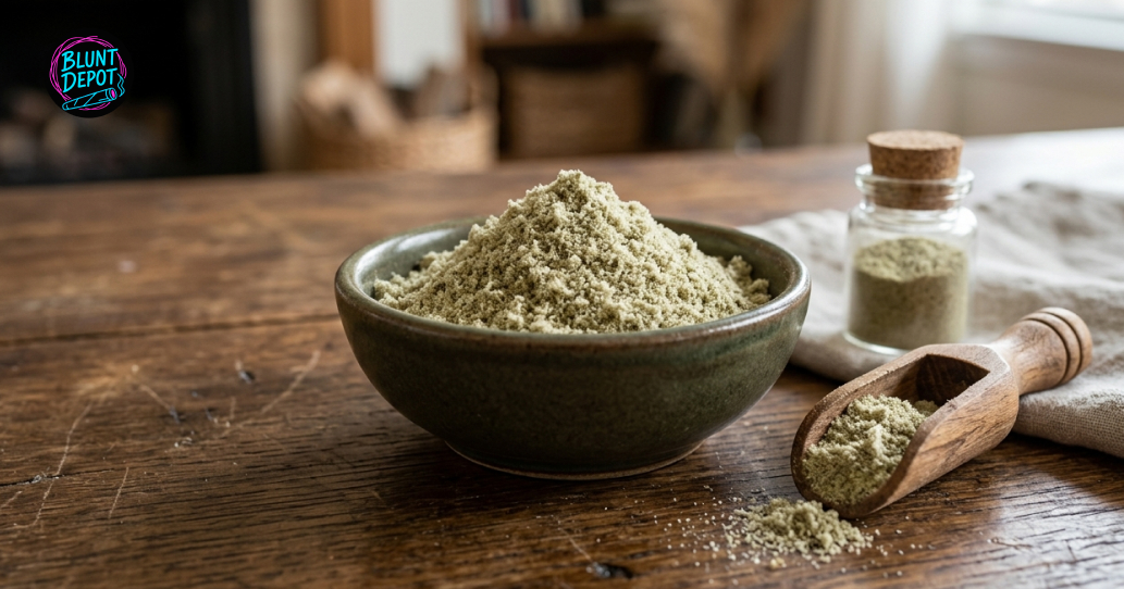 Three dense, resinous White Widow strain buds featuring a frosty white coating and herbal orange hairs.