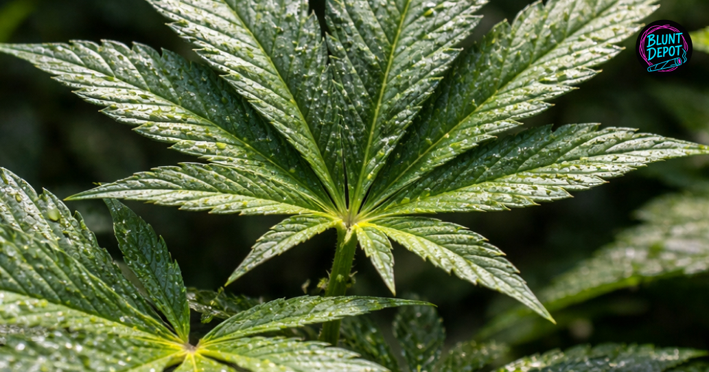 Flowering Lemon Poppers weed strain plant featuring frosty sugar leaves and developing colas in an indoor grow room.