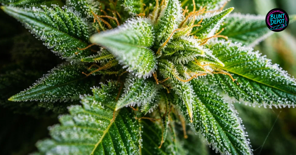 Flowering Cinderella 99 cannabis plants with heavy, frosted colas growing under professional grow lights.