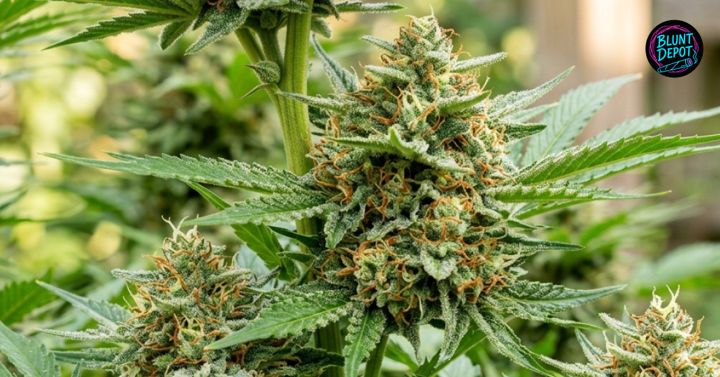 A canopy of flowering Key Lime Pie weed strain plants in a professional indoor cultivation facility.