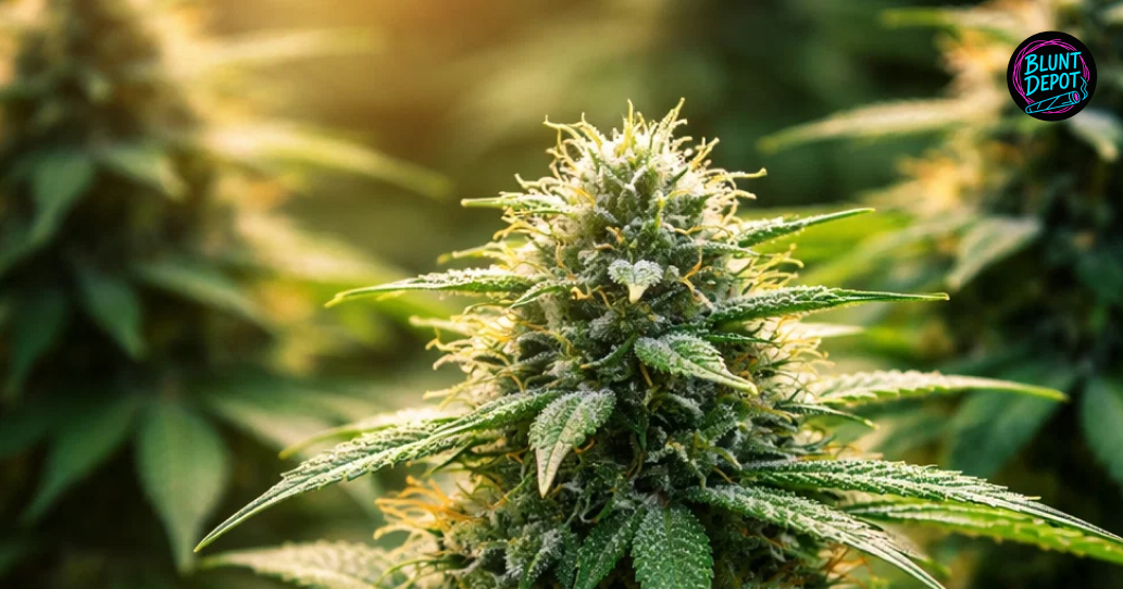 A live Black Diamond weed strain plant flowering in a controlled indoor grow environment.