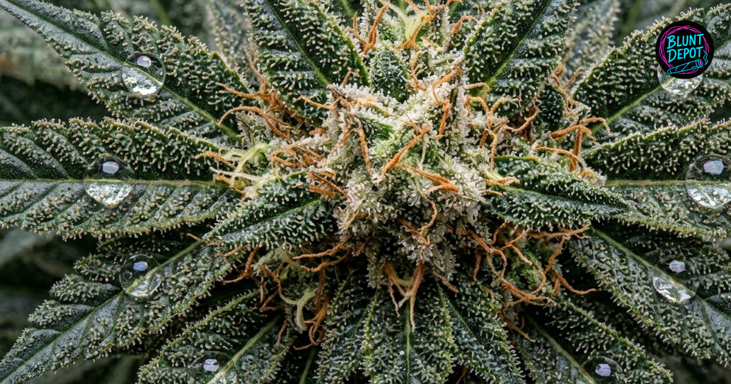 Multiple colas of the Jesus OG weed strain growing vigorously in a controlled indoor environment.