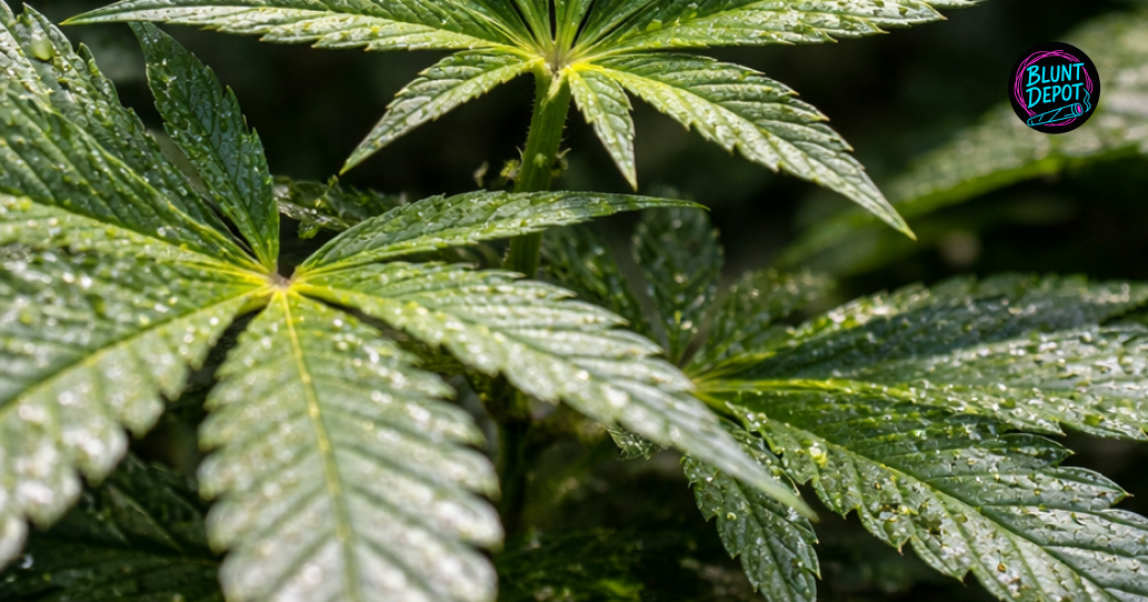 Two large, resin-heavy Tangerine Dream weed strain buds growing in a professional indoor cultivation facility.