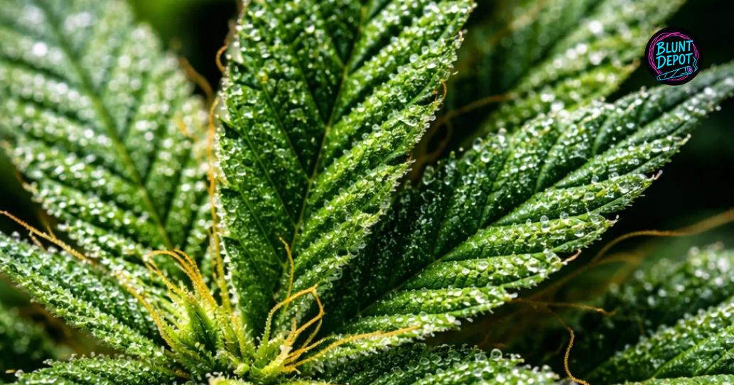 Rows of flowering Watermelon Gelato weed strain plants under a professional LED lighting system in a grow facility.