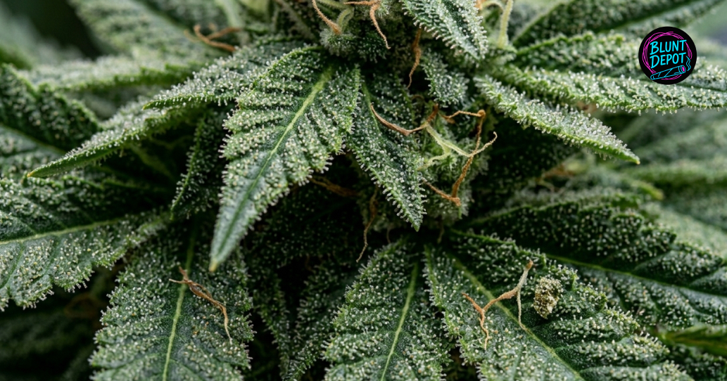 Multiple White Widow cannabis plants with large, frosty colas growing in a professional indoor cultivation facility.