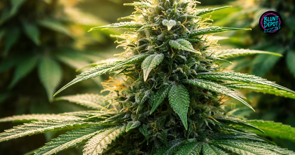 Multiple Durban Poison cannabis plants with large colas growing in a high-tech indoor garden.